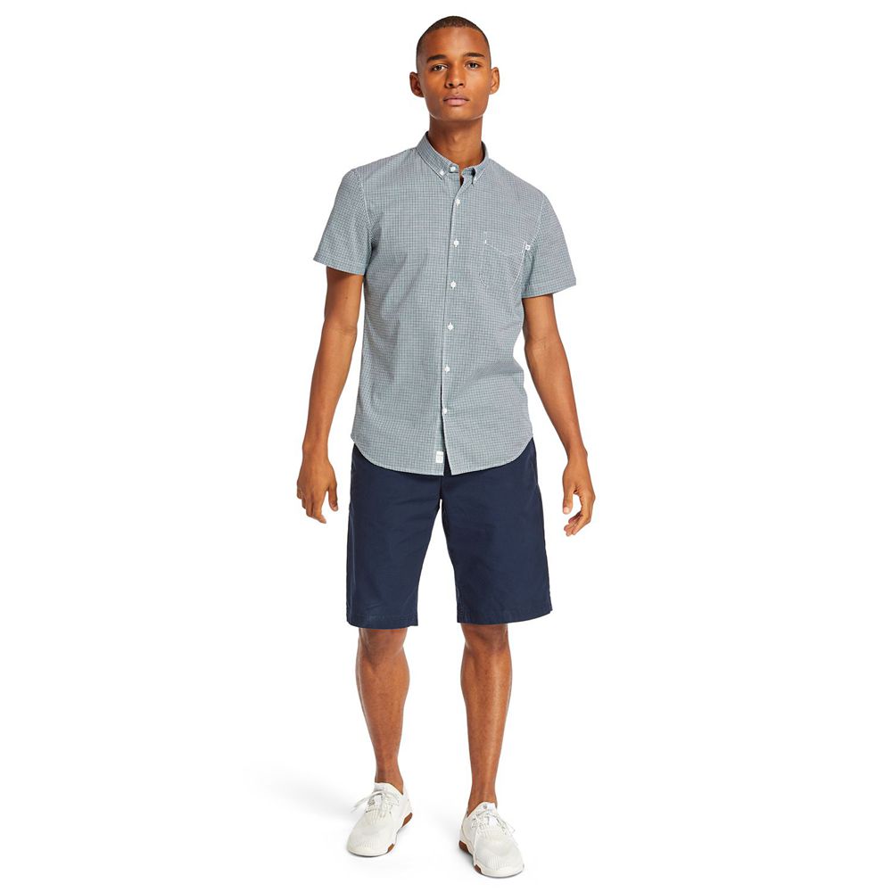 Camisa Timberland Hombre Eastham River Slim Fit Gingham Verde - Chile RJO-985071